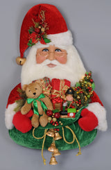 Karen Didion Originals 35" Lighted Santa Head With Gift Bag