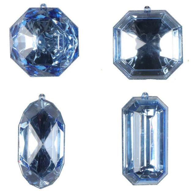 4"- 5" Sapphire Jewel Ornament Assorted Set Of 12