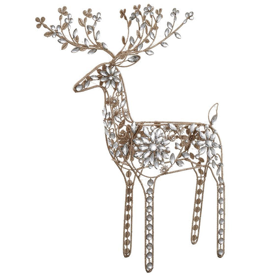 37" LED Gold Glitter Rhinestone Reindeer