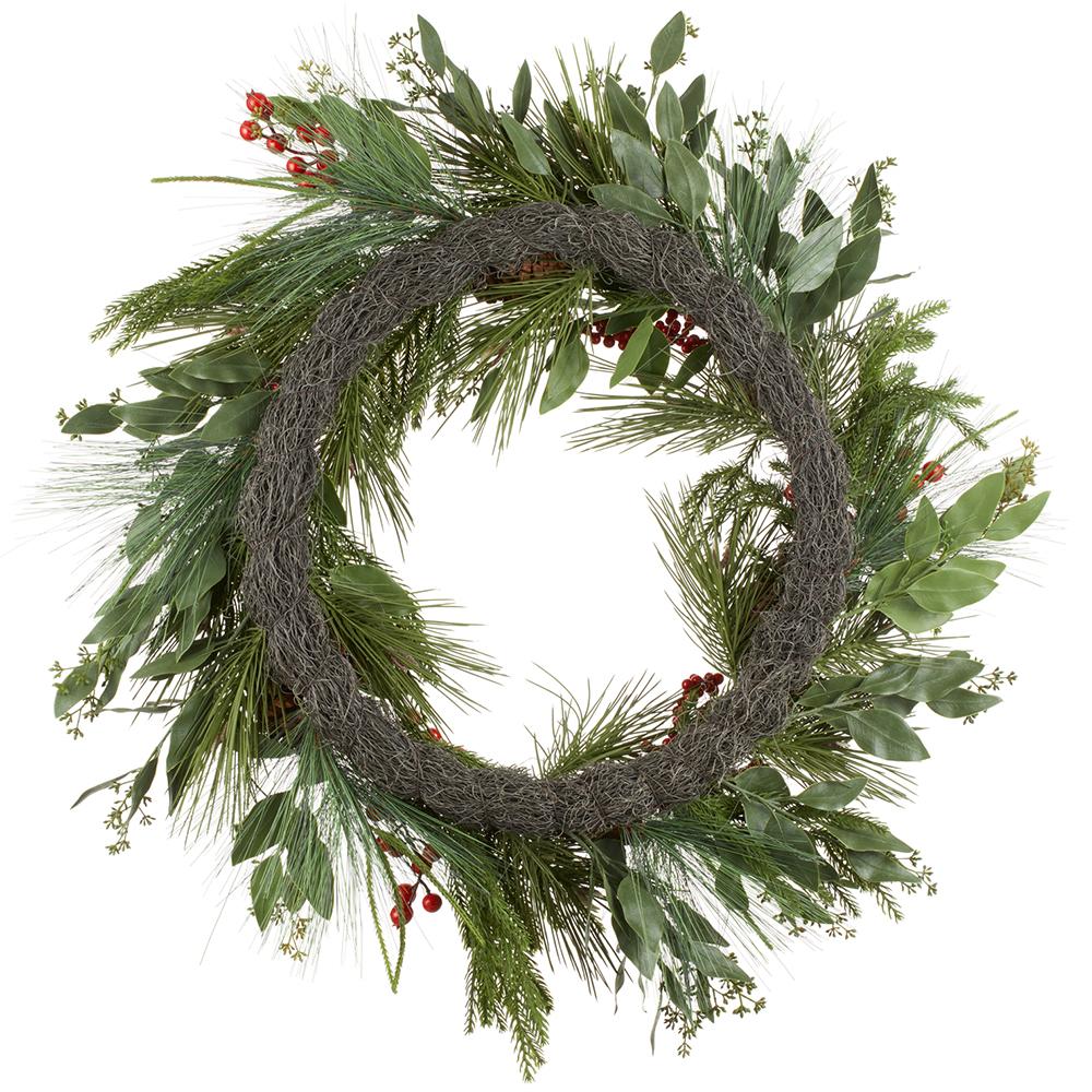 30" Red Berry & Pinecone Wreath