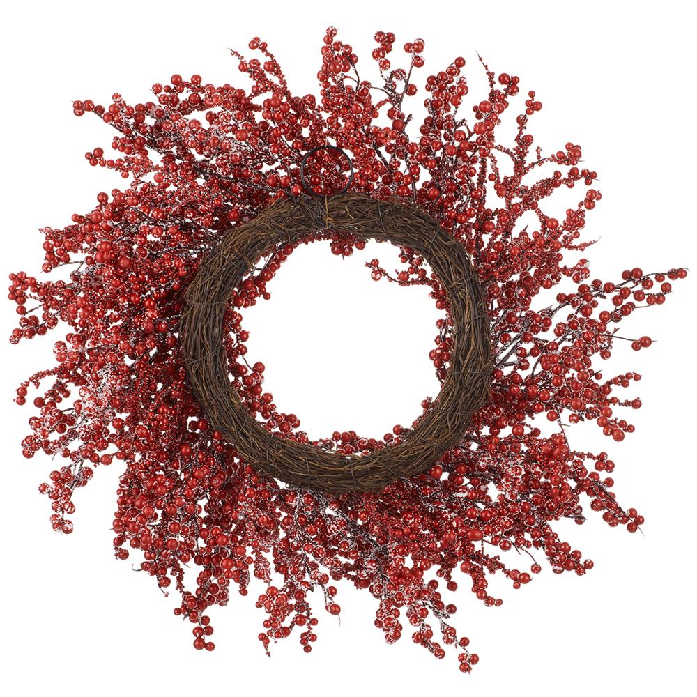 20" Snowy Red Berry Wreath