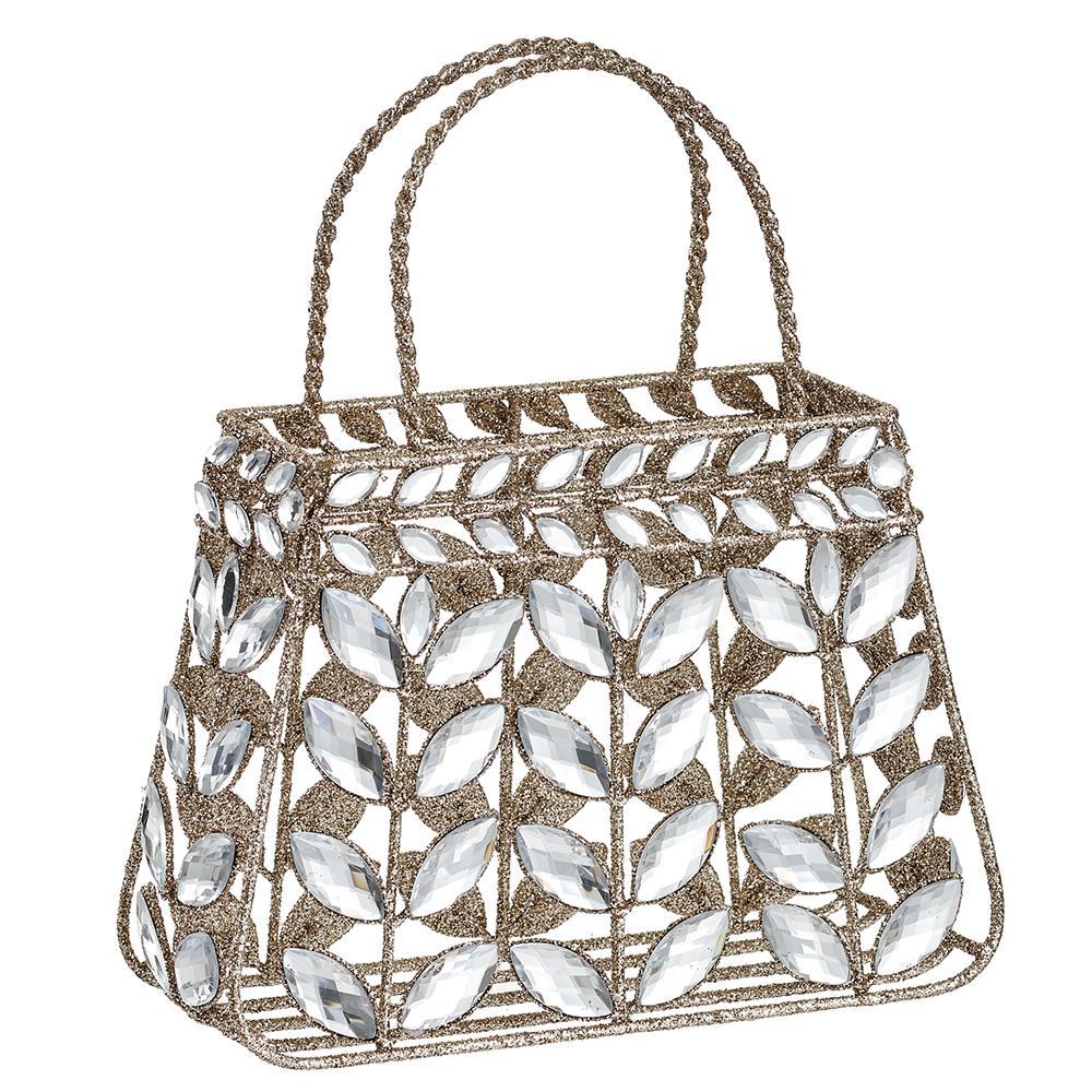 9" Gold Glitter Rhinestone Purse