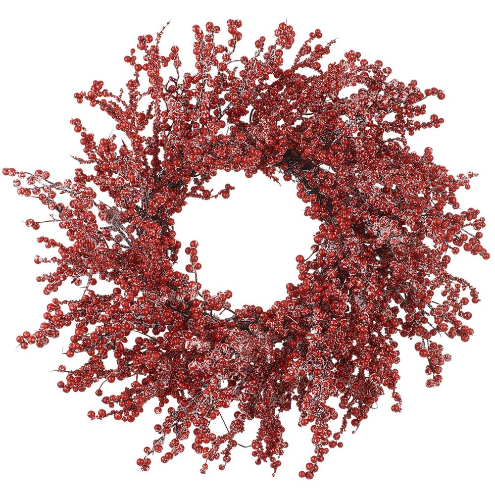 20" Snowy Red Berry Wreath