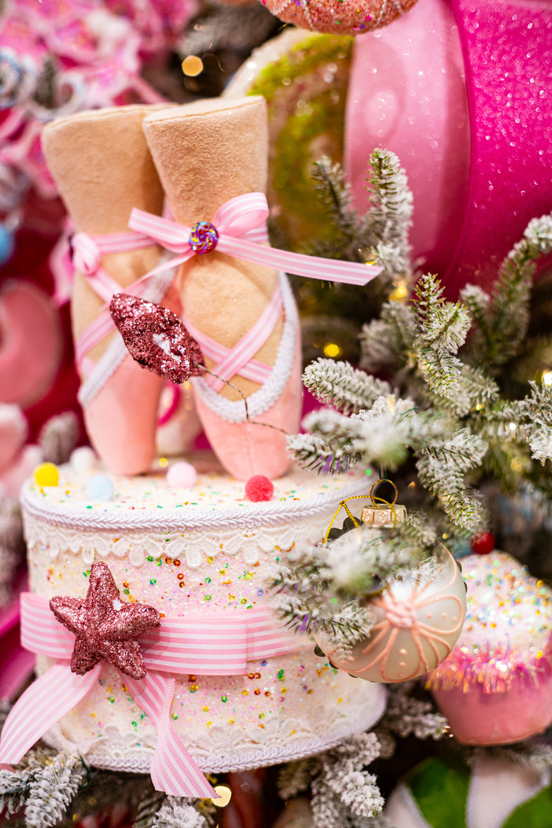 Bailarinas rosadas con purpurina de 9"