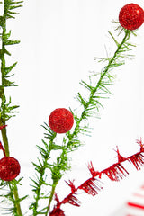 35" Red & Green Ball On Curly Spray Set Of 6