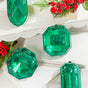 4" - 5" Green Glitter Jewel Ornament Assorted Set Of 4