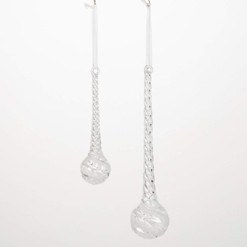 Silver teardrop earrings on a white background