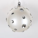 8" White Jewel Ball Ornament Set Of 2