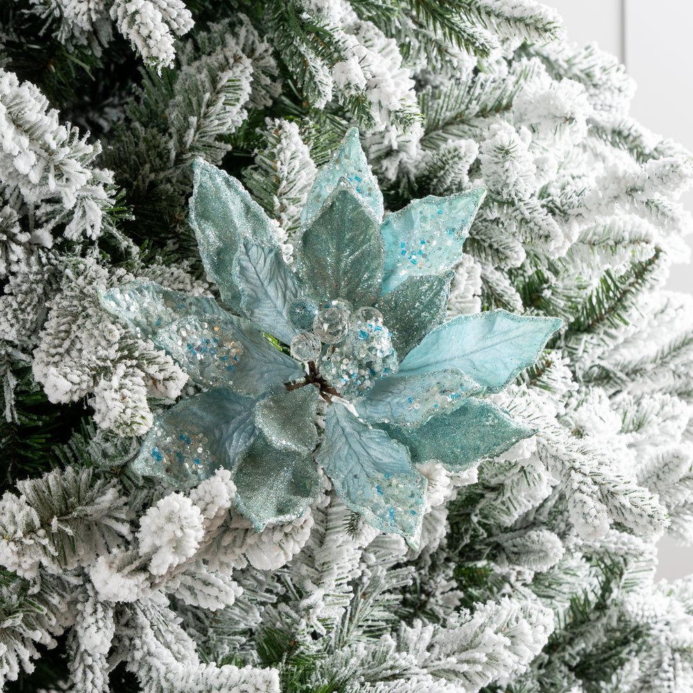 18" Icy Poinsettia Stem Set Of 6