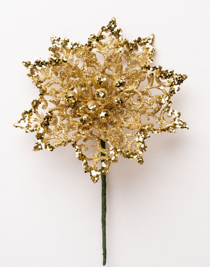 6" Glitter Poinsettia Set Of 12