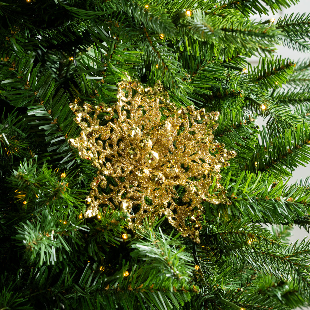 6" Glitter Poinsettia Set Of 12