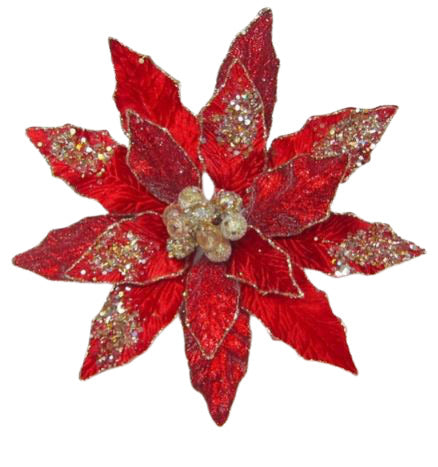 10" Poinsettia With Clip Set Of 6