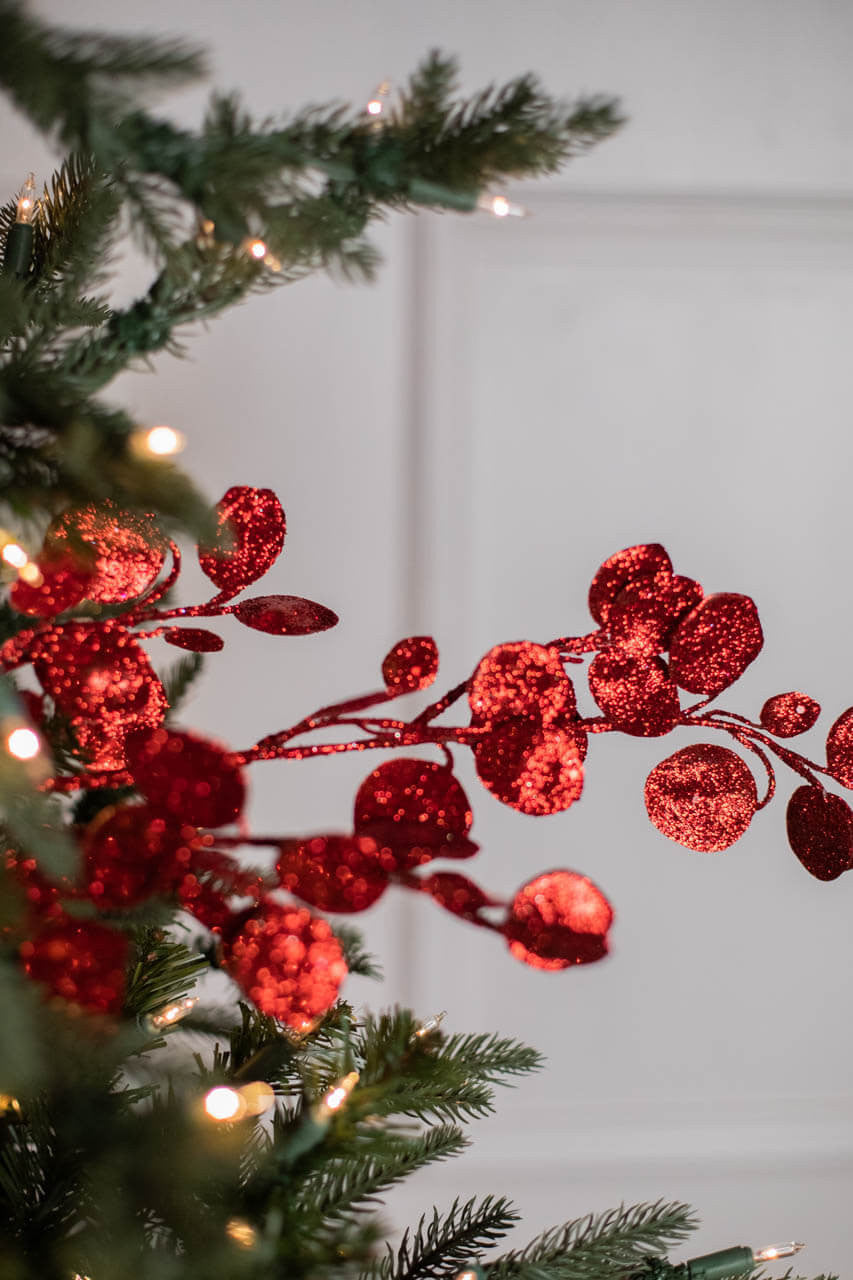 30" Glitter Leaf Spray Set Of 12