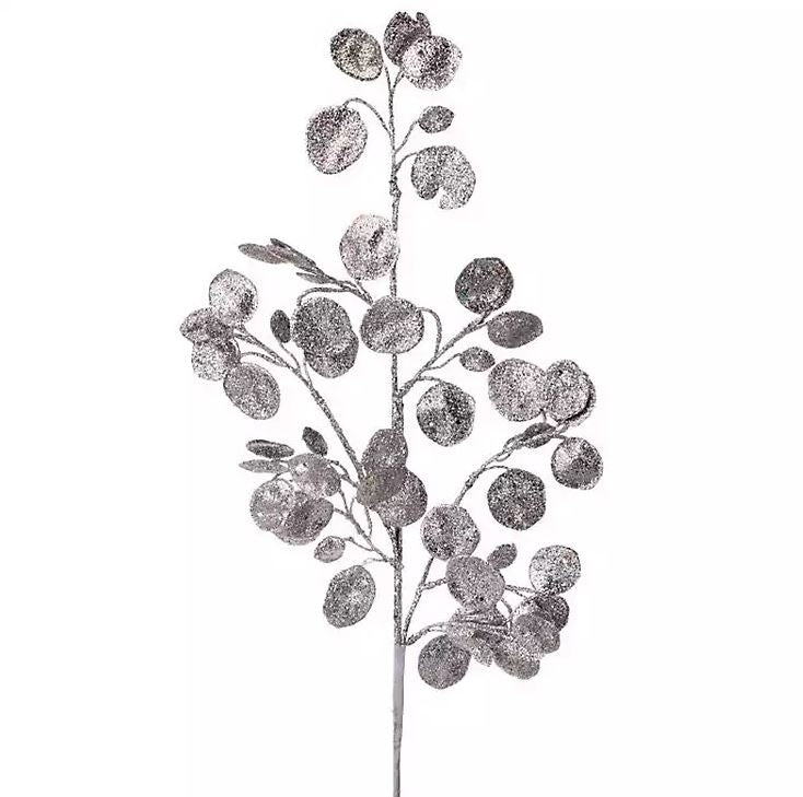 30" Glitter Leaf Spray Set Of 12